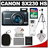 Canon PowerShot SX230 HS Digital Camera (Black) with 16GB Card + Battery +  ....