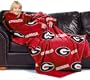 NCAA Georgia Bulldogs Adult Comfy Throw, Officially LIcensed Blanket with Sleeves by Northwest "Repeat" Design