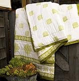 Green Indian Decorative Bohemian Quilt Comforter (Full/queen)