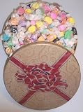Gourmet Food : Scott's Cakes Assorted Nougat Salt Water Taffy in a Large Red Bow Tin