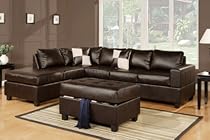 Big Sale Lombardy Sectional sofa in Bonded Leather With Free Ottoman and Pillows (Espresso)