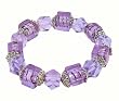 Bracelet - B27 - Faceted Glass Beads and Square Murano Style Glass Beads - Stretch ~ Tanzanite (Purple Blue)