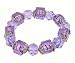 Bracelet - B27 - Faceted Glass Beads and Square Murano Style Glass Beads - Stretch ~ Tanzanite (Purple Blue)