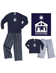 Apparel: Nativity Scene Navy Shirt Pant Set - Adult Small, L/S, NVY Plaid Pants