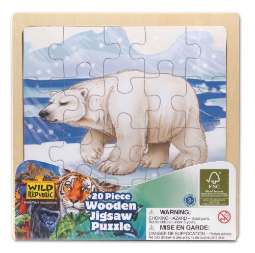 Wild Republic FSC-88023 - Holz-Puzzle, FSC Mischholz , 20 Teile, Motiv Eisb&auml;r