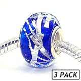 Coastal Collection Silver Glass Beads (3 Pack) - Twinkle Twinkle Little Star (Pandora and Chamilia Compatible)