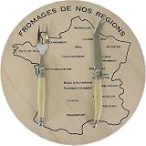 Horn Look Acrylic Ivory Color Laguiole Verdier Heavy Duty Cheese Set with Round Map of France Board