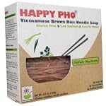 HAPPY PHO - Shiitake Mushroom, GLUTEN FREE Vietnamese Brown Rice Pho Noodle Soup, 4.5 oz, 2 SERVINGS Per Box (Pack of 6)