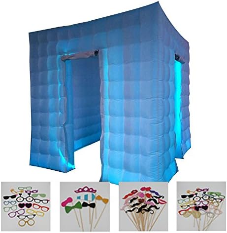 Stagerbooth® Two Doors Inflatable Portable Photo Booth Enclosure with 16 Colors LED Changing Lights and Free Props Kit for Wedding Parties Promotions Advertising