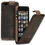 Original Blumax ® Ultraslim Ledertasche Flipcase Antik Dunkel Kaffee / Coffee Braun für Apple iPhone 5 , Handytasche , Case , Hülle , Etui , Slide , Display Schutz , Secure