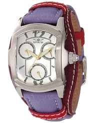 Invicta Womens 12282 Lupah Silver Dial Light Purple and Burgundy Nylon Watch
