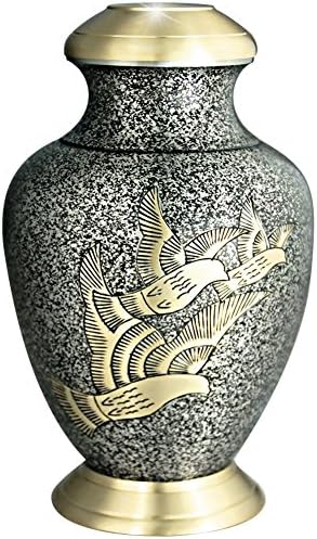 Meilinxu - Cremation Urns for Human Ashes Adult - Funeral Urn or Pet Large Urn - Design is Hand Engraved in Brass - Burial And Memorial Urn At Home or in Niche at Columbarium (Arcadia Flying Birds)