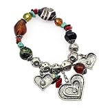 Heart Crystal Stone Stretch Charm Bracelet Fashion Jewelry