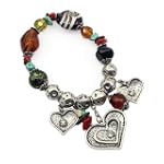 Heart Crystal Stone Stretch Charm Bracelet Fashion Jewelry