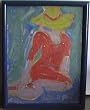 Girl in Yellow Hat, Original 1940's Oil Painting By Carmel Artist Victor Di Gesu - Framed Artwork