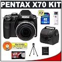 Pentax X70 12 Megapixel Digital Camera with 24x Zoom + 4GB SDHC Card + Precision Design Accessory Kit