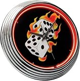 Edge Marketing-Clock: Flaming Dice Neon Clock for 0-0 ALL MAKES ALL MODELS ALL