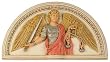Archangel Michael Holding Scales Relief, Arch Shape with Color