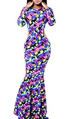 Sexy Cutout Polyester General Print Mermaid Cocktail Evening Dress/Party Dress/Jumpsuit 