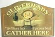 Old Friends Gather Here Scarecrow Wooden Welcome Sign