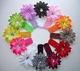 12 Lily Flower Clips with Matching 1.5 Crochet Headbands for Baby Toddler or Flower Hair Clips for Adults Lots of Colors