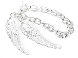 Designer Look Large Double Angel Wing Wings Charm Toggle Bracelet Silver Tone