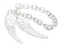 Designer Look Large Double Angel Wing/Wings Charm Toggle Bracelet Silver Tone