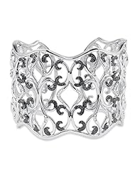 Black and White Diamond Cuff Bracelet in Sterling Silver