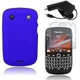 BlackBerry Bold 9900/9930 - Blue Soft Silicone Skin Case Cover + Car Charge ....