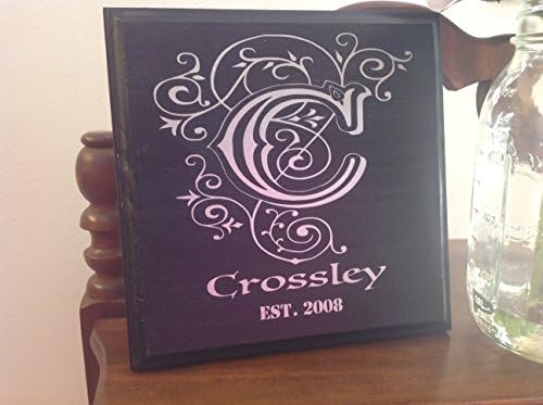 7x7 Black &amp; Silver or Black &amp; Gold Personalized Monogram Plaque/ Key Holder. Personalized Last Name Sign. Wedding Gift.Anniversary Gift,Engagement Gift.Bridal Shower Gift. Housewarming Gift