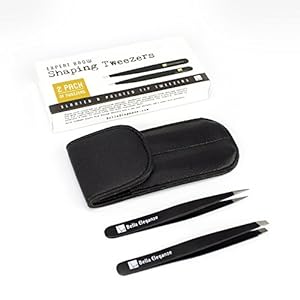 Slanted and Pointed Precision Tweezers- Professional Stainless Steel Tweezer Set, Best for Eyebrow and Nose Hair for Both Women and Men