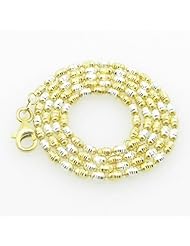 Ladies .925 Italian Sterling Silver Two Tone Bar Cut Link Chain Length - 16 inches Width - 2mm