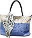 Femina Two-Tone Faux Embossed Ostrich Tote Shoulder (Tan/Blue) with a NutriChart
