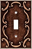 Brainerd 64268 Traditional French Lace Single Toggle Switch Wall Plate / Switch Plate / Cover, Sponged Copper