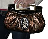 CHRISTIAN AUDIGIER Ed Hardy Mia Womens Animal Print Logo Clutch Handbag Purse Onyx