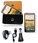 CrazyOnDigital Leather Case with Charger and Screen Protector For AT&T HTC One X S720E (5-item)