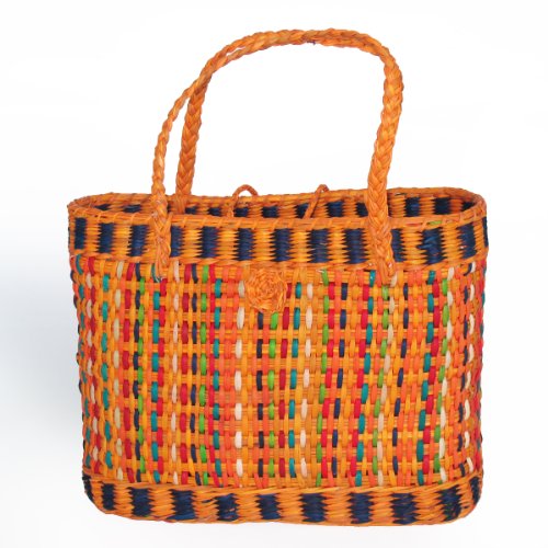 Handwoven Andean Oval Tote/Basket W/Buckle (Yellow)