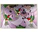 Ruby Hummingbirds Art Glass Panel Wall Window Hanging Suncatcher 14 x 20
