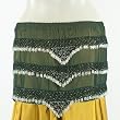 Dark Green Rectangular Hip Scarf/Belt with Silver Beads