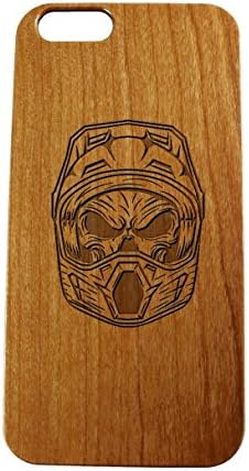 Skull With Off Road Helmet Wooden Cell Phone Case - iPhone 6 - iPhone 6 plus - iPhone 6s - iPhone 6s plus - Samsung Galaxy S6/S7