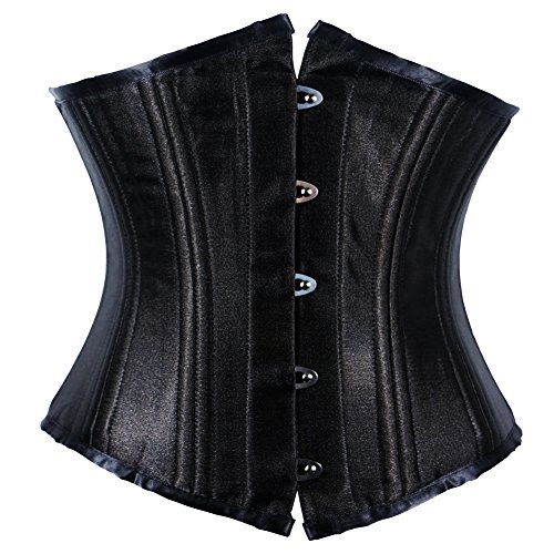 Women's Spiral Steel Boned Satin Underbust Waist Cincher Brocade Corset Top