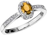 Citrine Gemstone Ring With Diamonds in White Gold