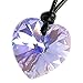 Queenberry Violet Aurora Borealis Love Heart Pendant Waxed Cotton Choker Necklace made with Austrian Crystal