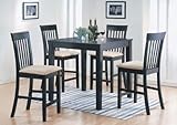 5 Piece Espresso Wood Counter Height Dinette Set - Table And 4 Chairs