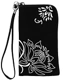 mumbi universal NEOPREN Zipper Tasche Handytasche FLOWER Power schwarz bis 12 x 6,5 x 1 cm wie iPhone 4S HTC Samsung LG Nokia Nikon etc.