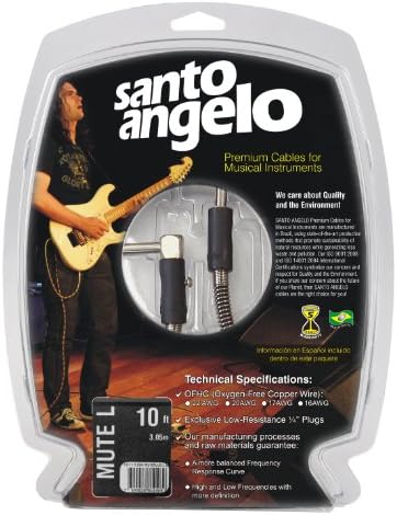 Santo Angelo MUTEPLUG L TX Straight to Right-Angle 1/4-Inch Plug Instrument Cable -  10 Feet
