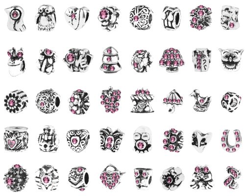 Bundle Monster 40 PC Antique Silver Plated Pink 