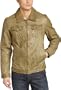 Levi's Men's Leather Trucker Jacket,Avocado,Medium