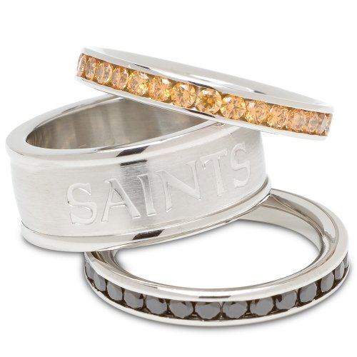 New Orleans Saints Logo Crystal Stacked Ring Set (Size 8)
