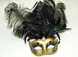 Venetian Party Mask Felt & Jewel Black/Gold